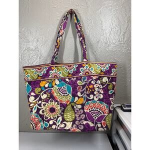 Vera Bradley Plum Crazy‎ Tote Bag Cotton Quilted Cottagecore Beach